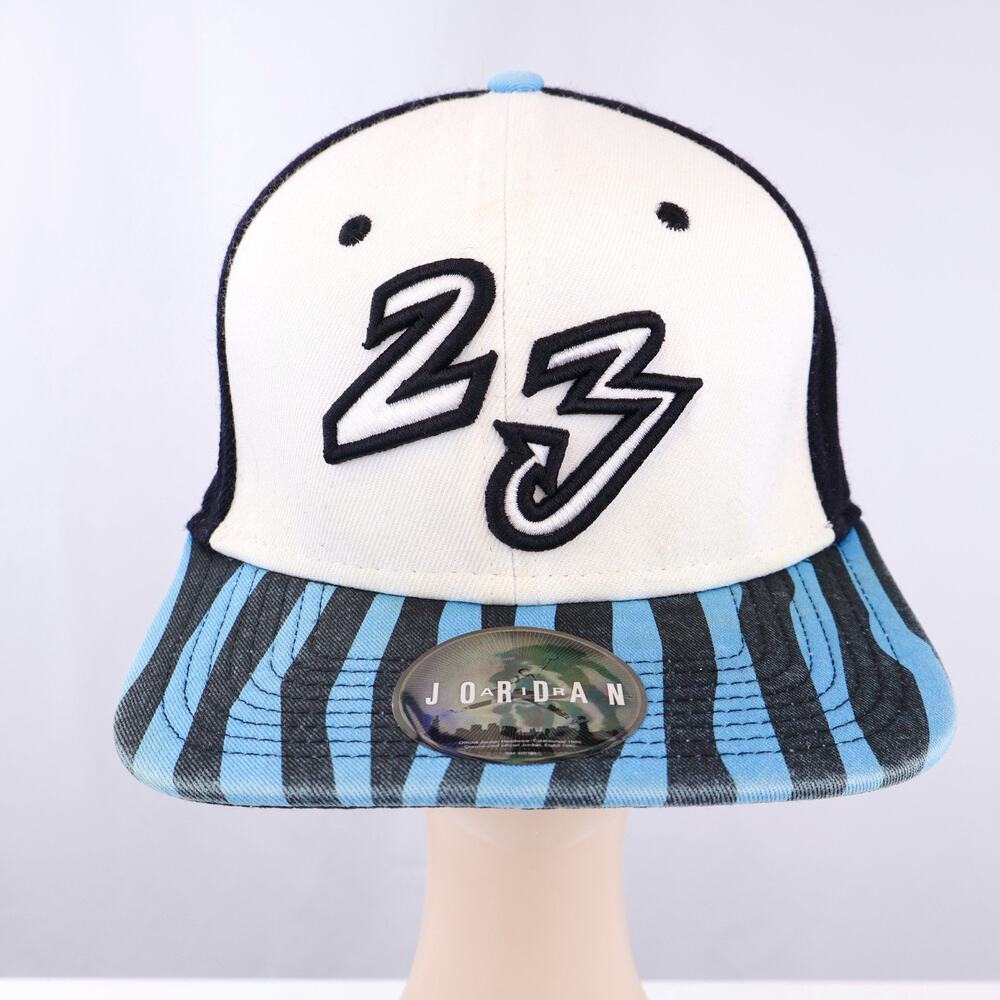 Air Jordan 23‎ Snapback Hat Black White Blue Zebra Stripe Flat Brim Cap One Size - Picture 1 of 6